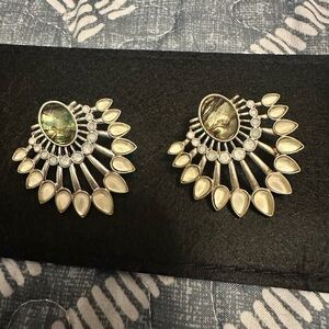 Chic Silver and Cream Statement Earrings